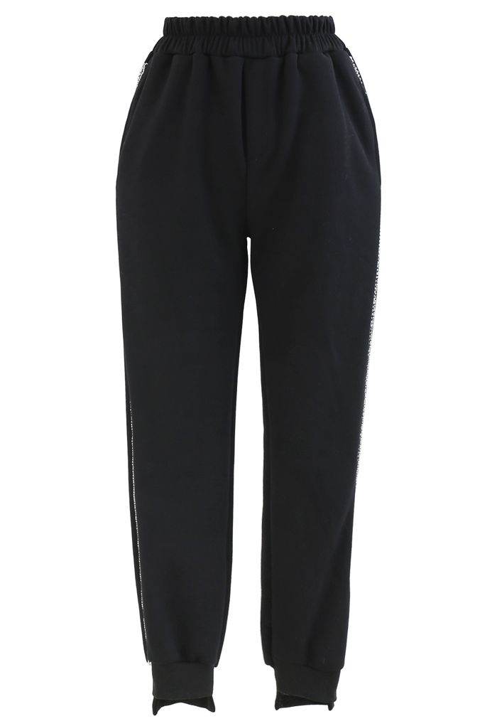 Ensemble cardigan boutonné avec poches et pantalon de jogging court en noir