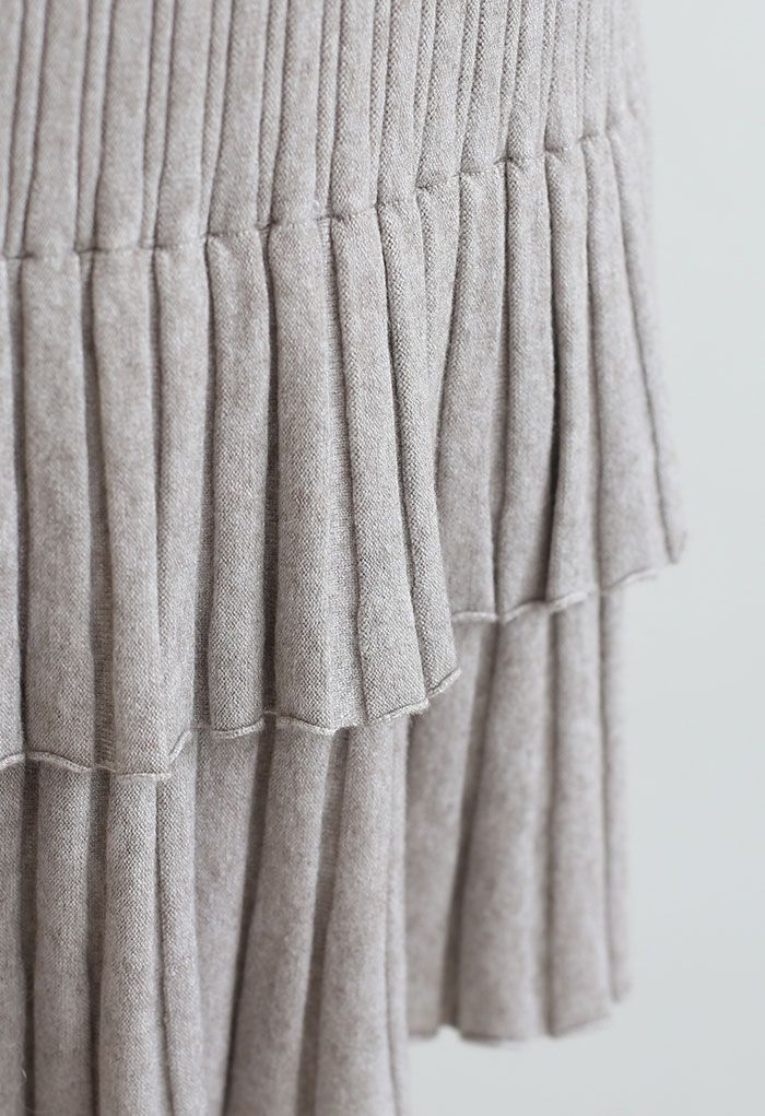 Mini-jupe en maille plissée à plusieurs niveaux en lin