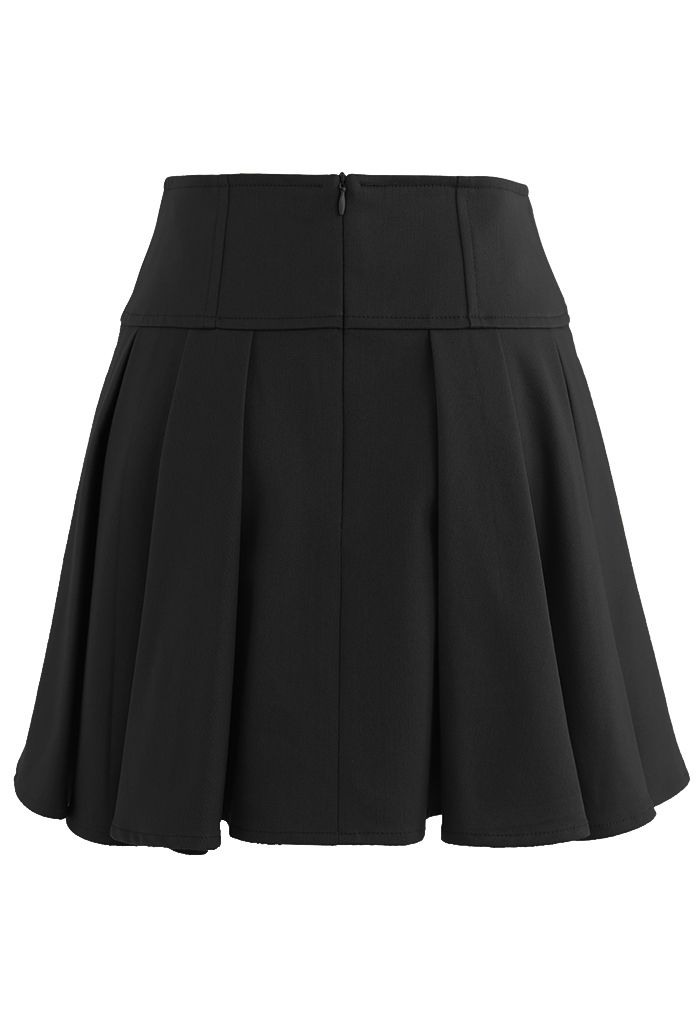 Mini jupe plissée taille corset en noir