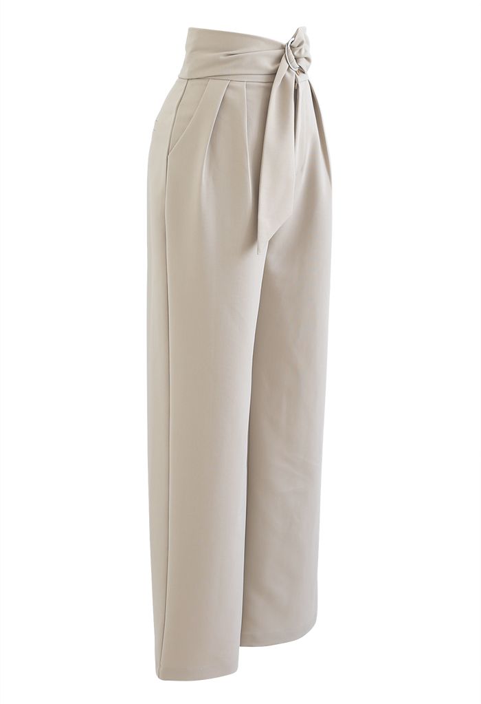 Pantalon large à taille nouée avec joint torique en sable