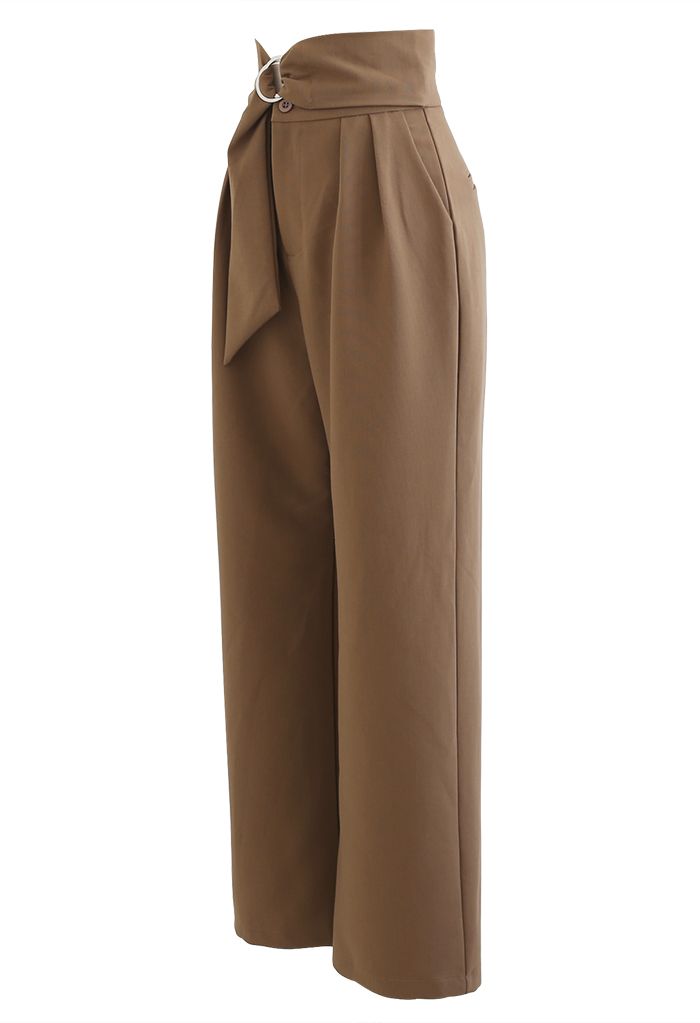 Pantalon large à taille nouée avec joint torique en olive