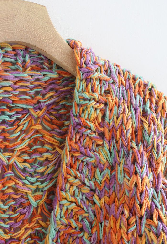 Cardigan court en tricot épais coloré