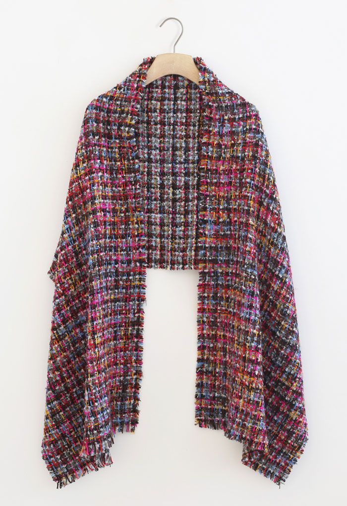 Écharpe surdimensionnée en tweed coloré