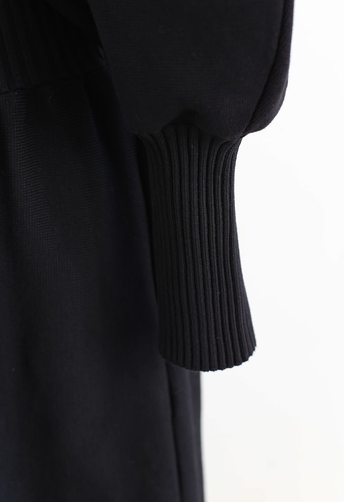 Robe en tricot à manches dolman et épaules dénudées en noir