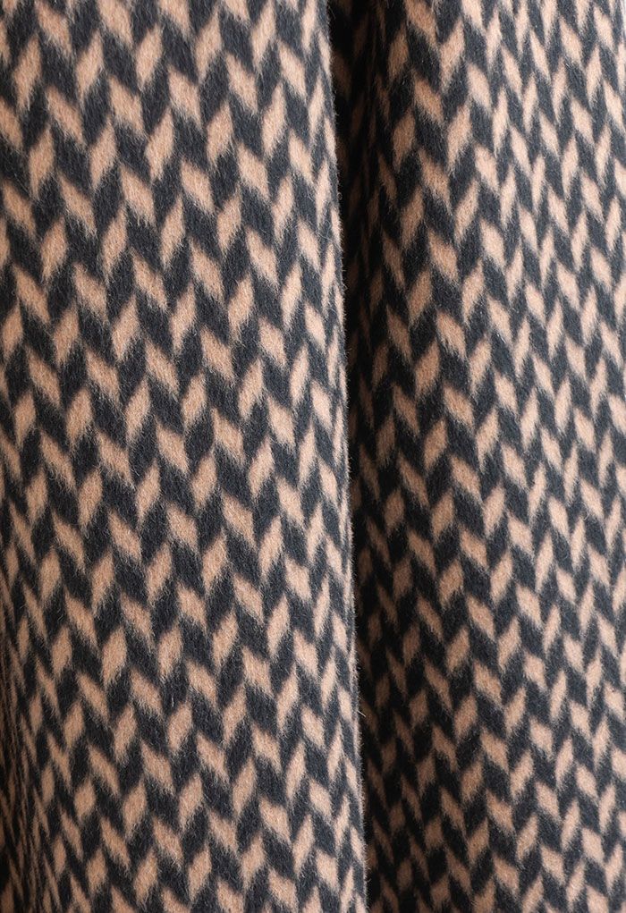 Jupe mi-longue plissée en laine mélangée à imprimé losanges