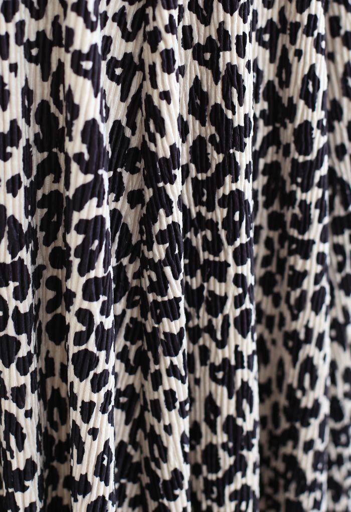 Jupe en velours côtelé à imprimé léopard en crème