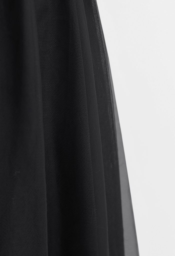 Robe en maille épissée à taille élastiquée en noir