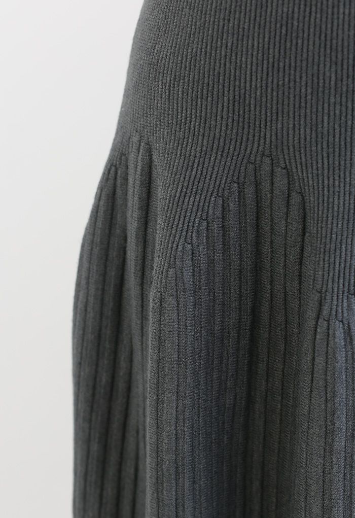 Jupe mi-longue en tricot Radiant Lines en gris