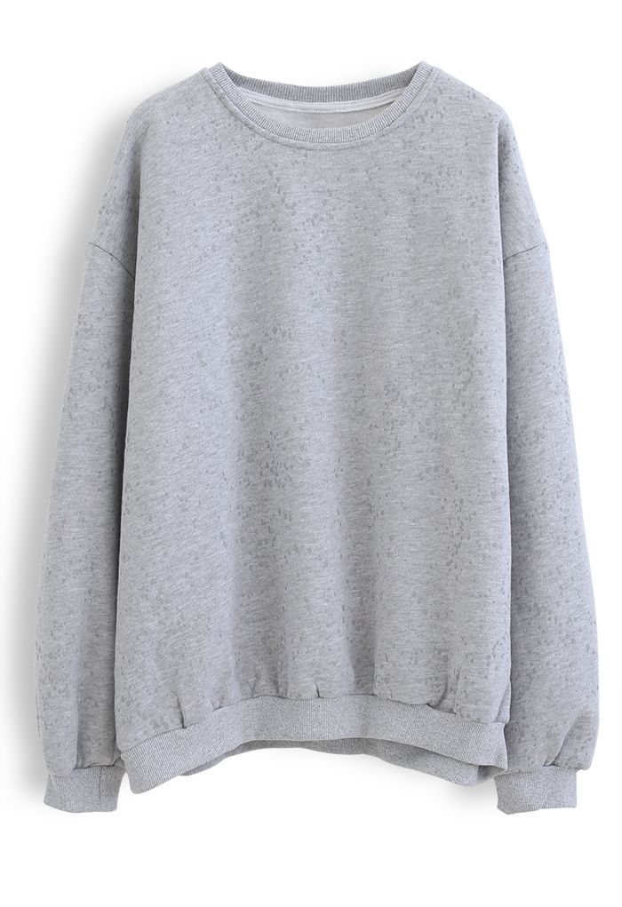 Sweat-shirt en molleton à pois en gris