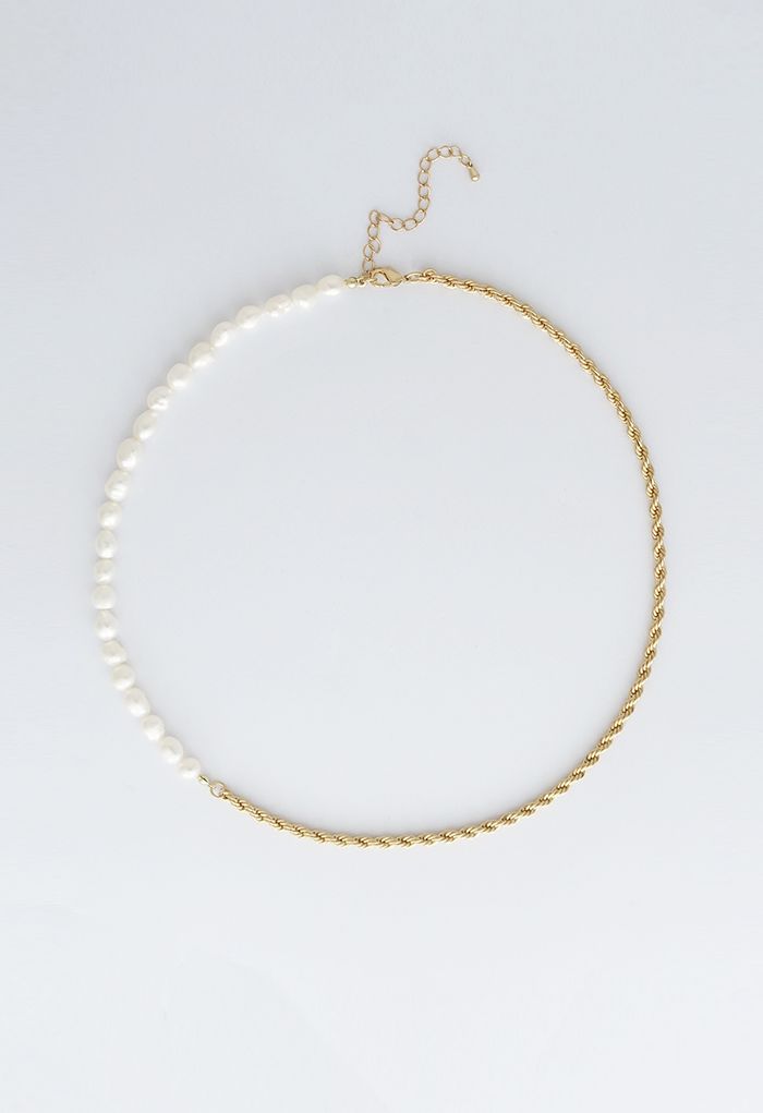Collier de perles chaîne dorée