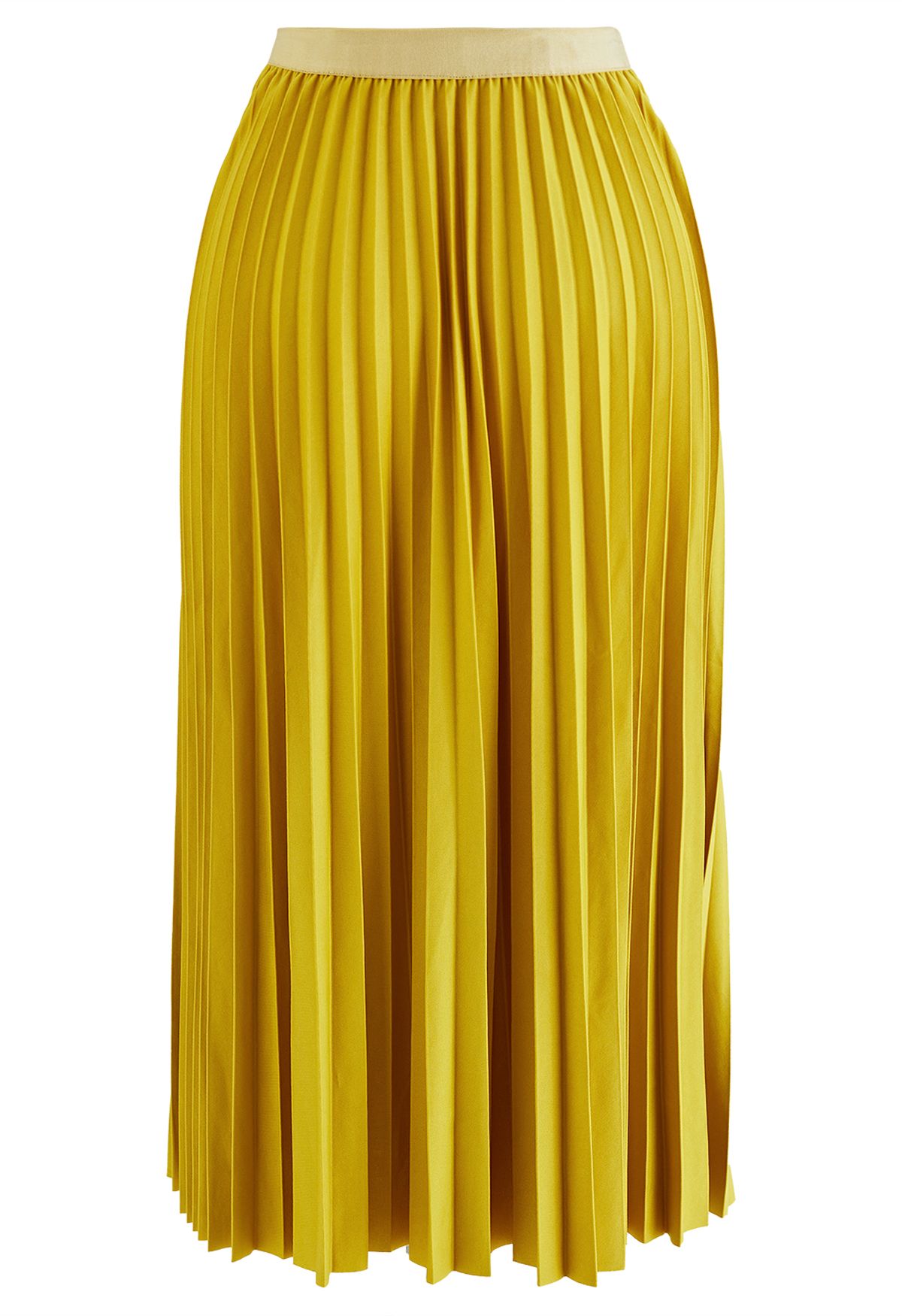 Jupe mi-longue plissée Simplicity en moutarde