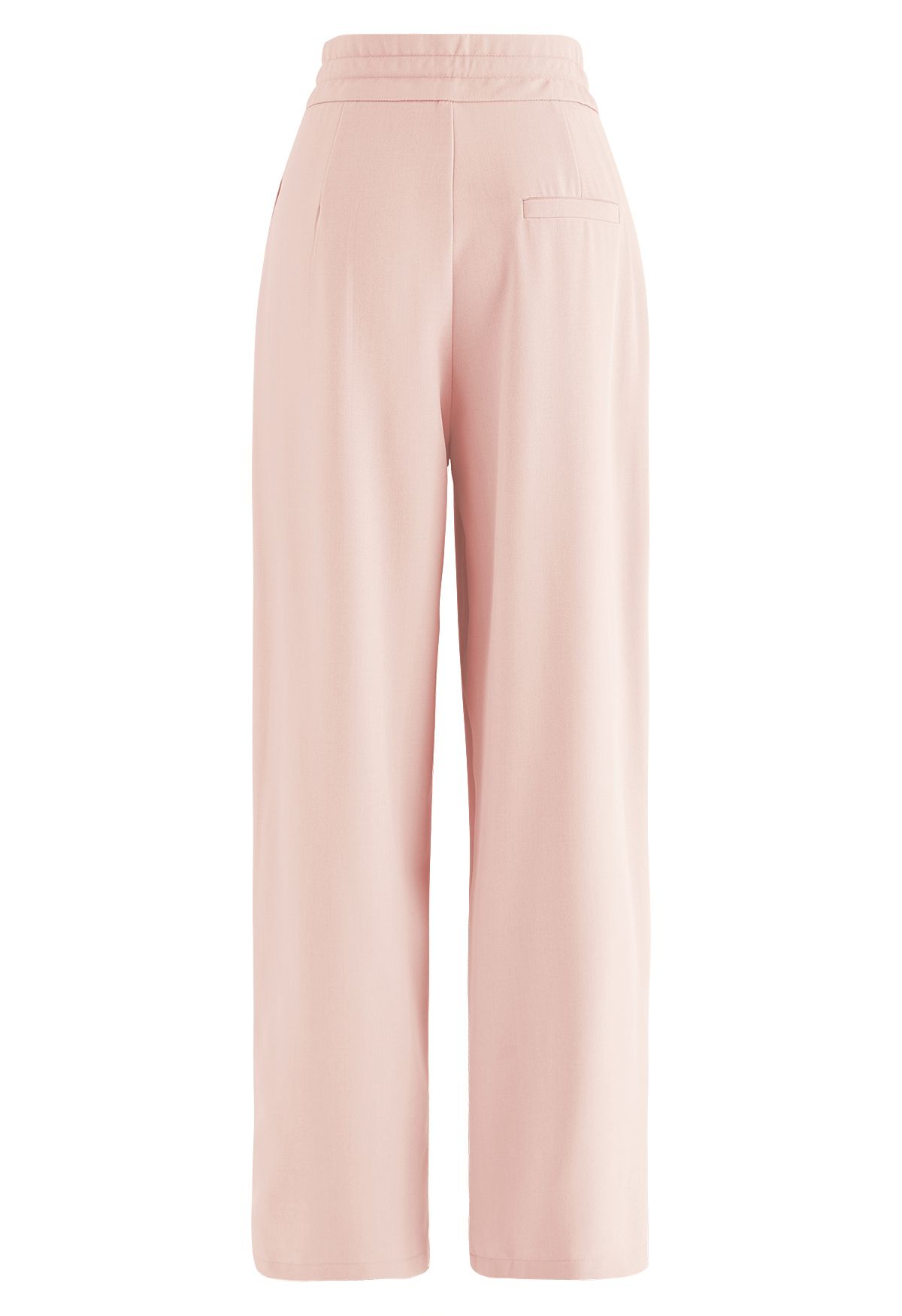 Pantalon large à taille avec cordon de serrage et détails plissés en rose