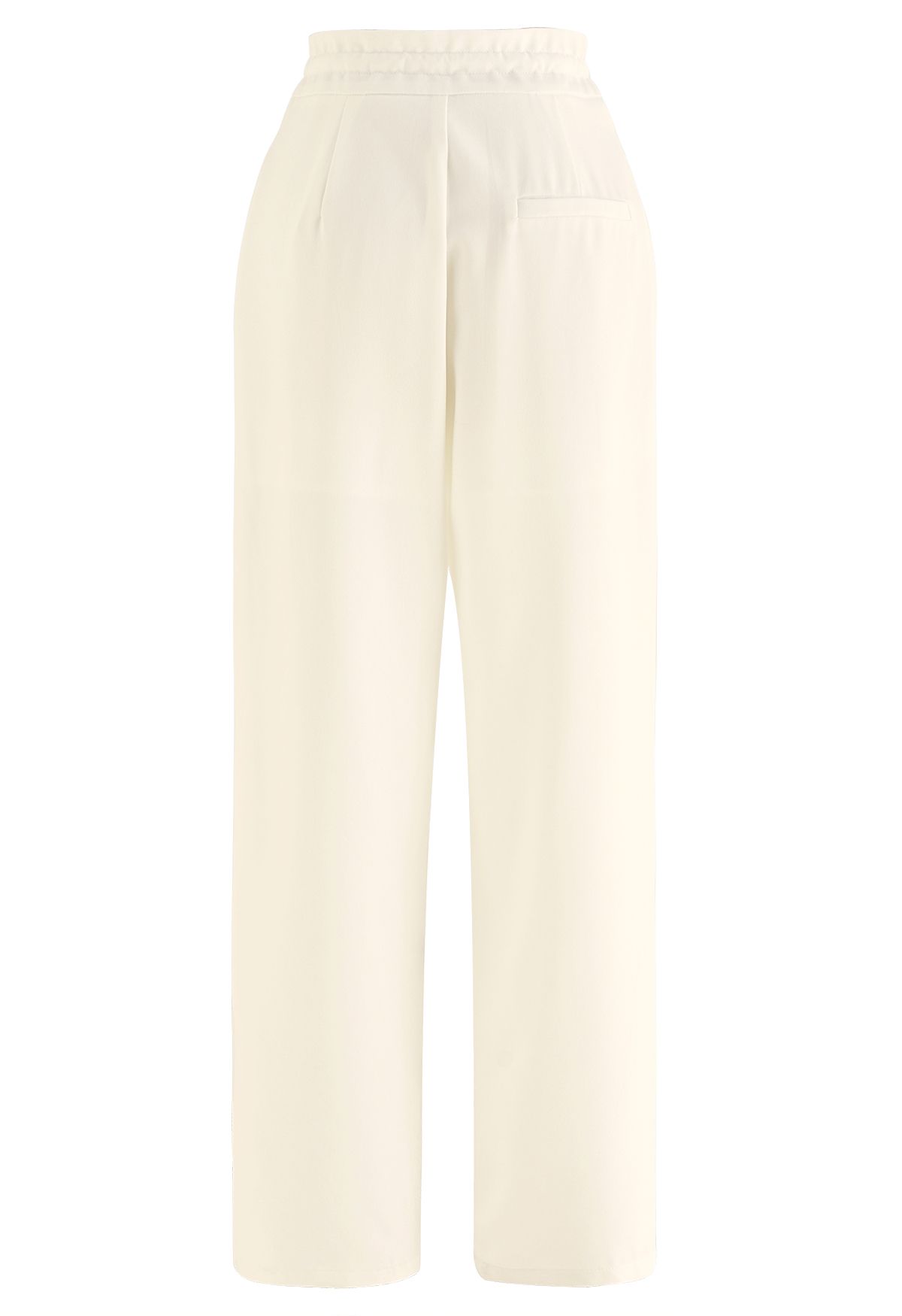 Pantalon large à taille avec cordon de serrage et détails plissés en crème