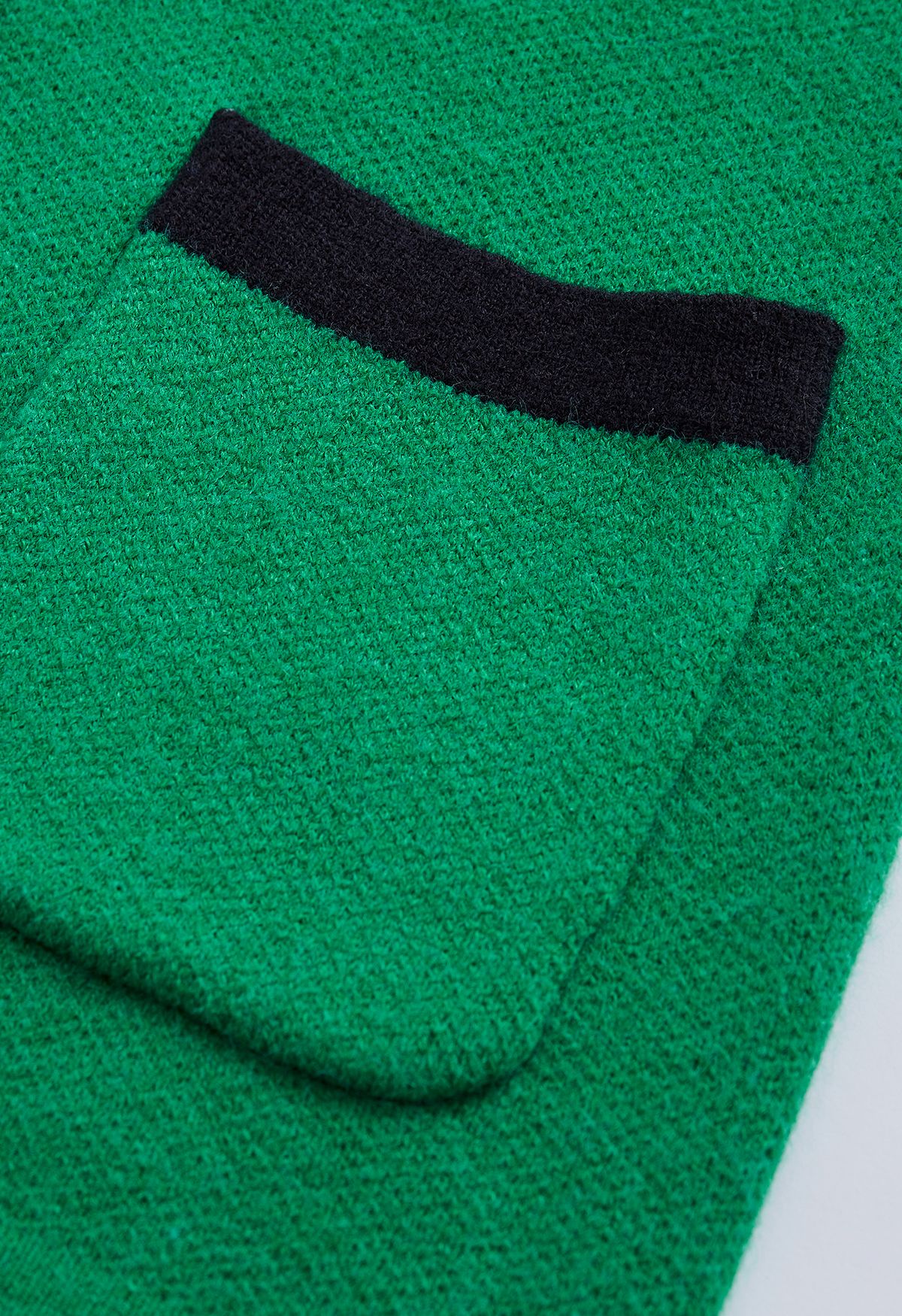 Cardigan à double boutonnage de couleur contrastée en vert