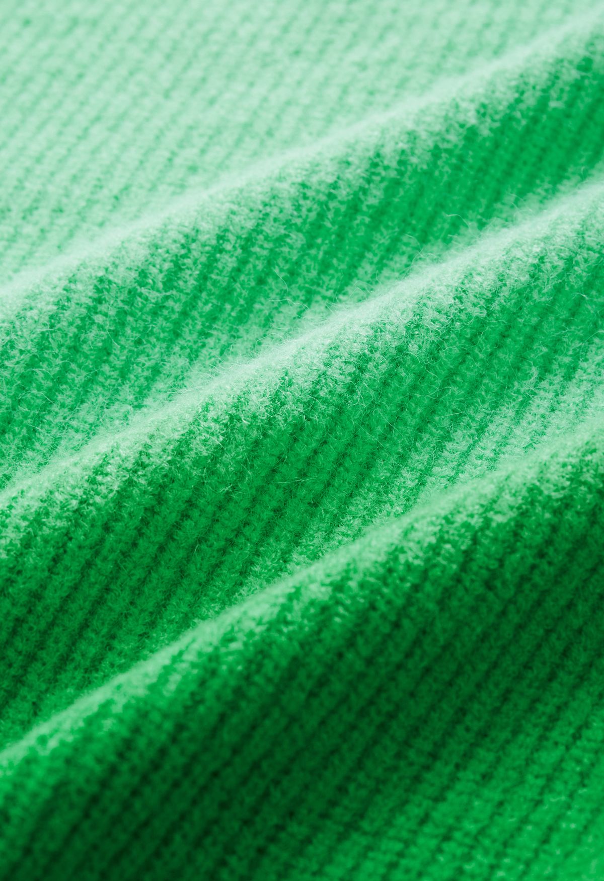 Pull en tricot côtelé à col rond ombré en vert