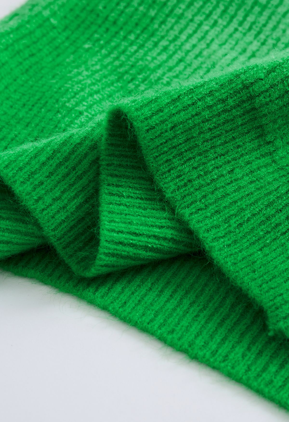 Pull en tricot côtelé à col rond ombré en vert