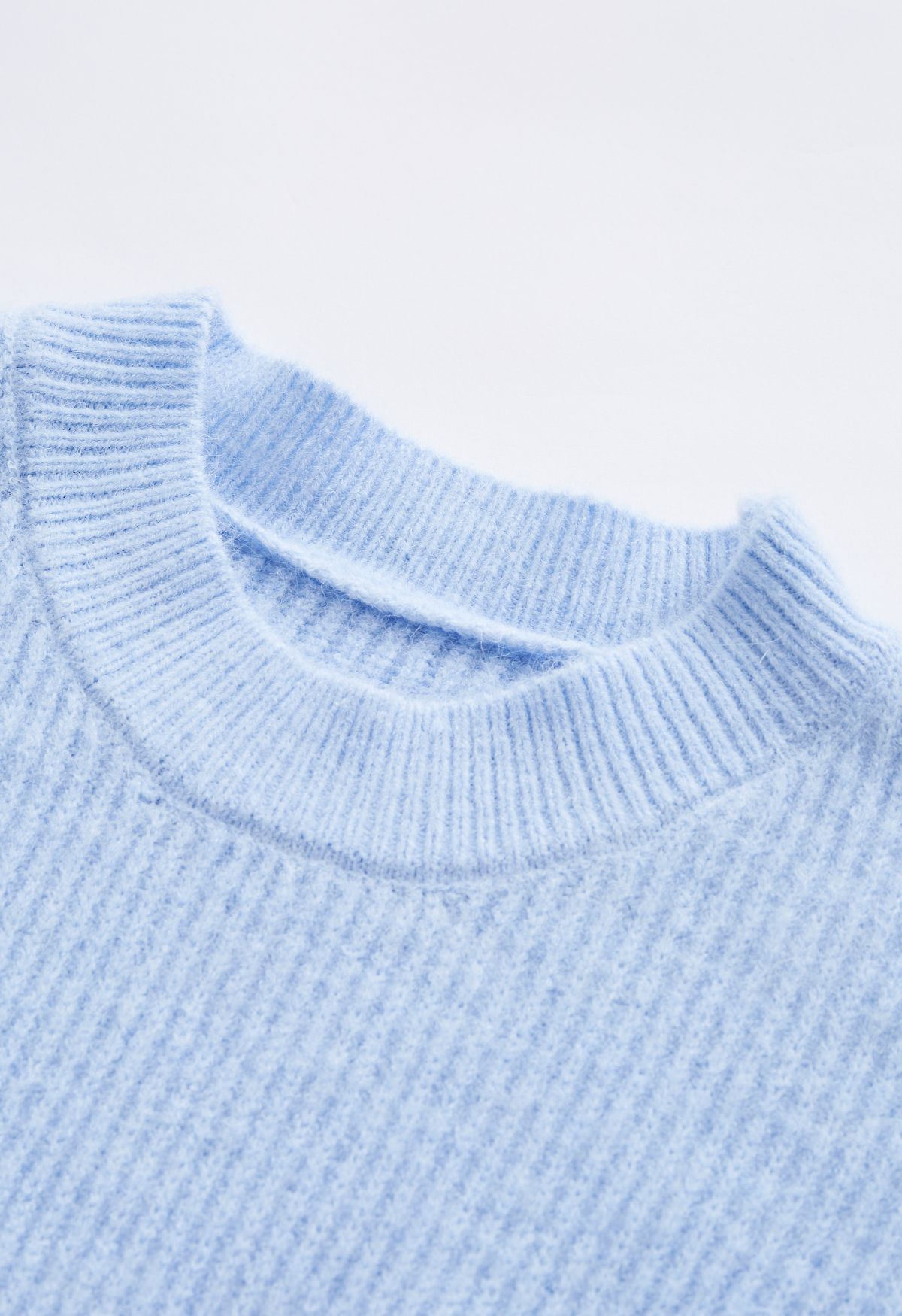 Pull en tricot côtelé à col rond dégradé en bleu
