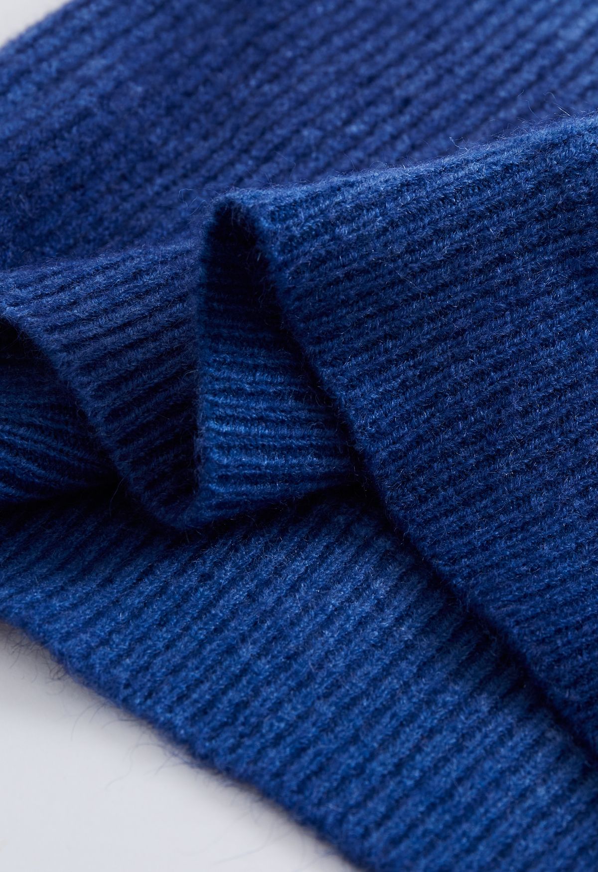 Pull en tricot côtelé à col rond dégradé en bleu