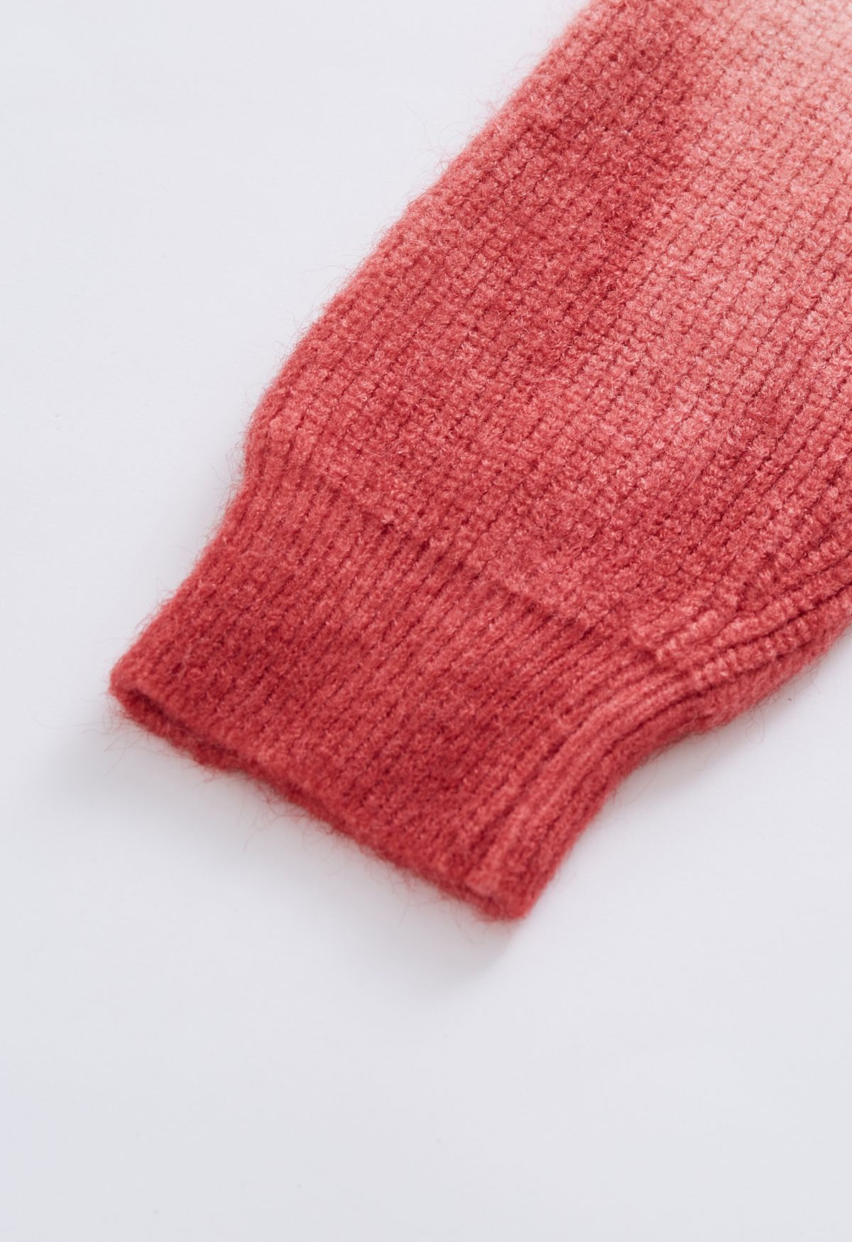 Pull en tricot côtelé à col rond dégradé en rose