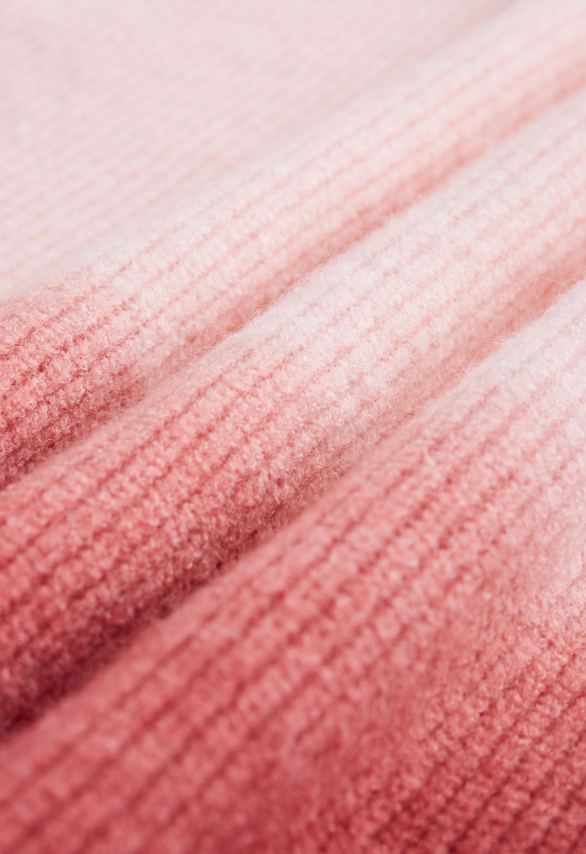 Pull en tricot côtelé à col rond dégradé en rose