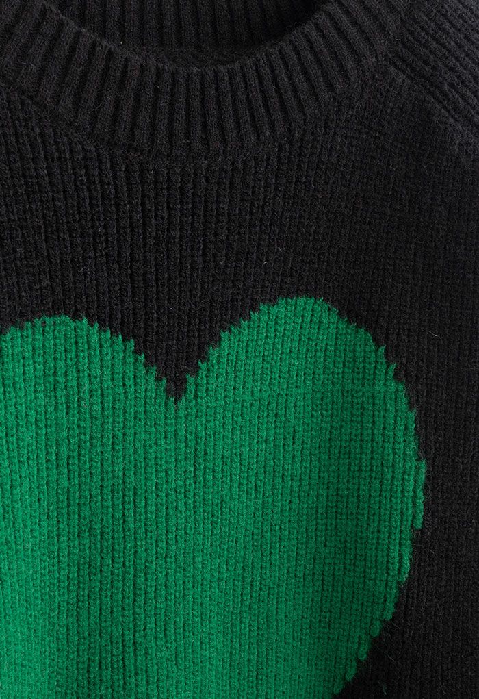 Pull surdimensionné en tricot côtelé One Heart en noir