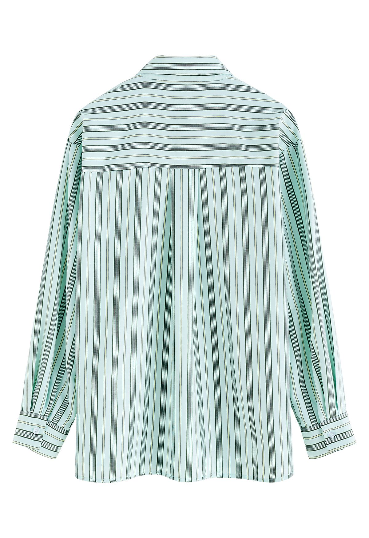 Chemise boutonnée à rayures verticales en vert