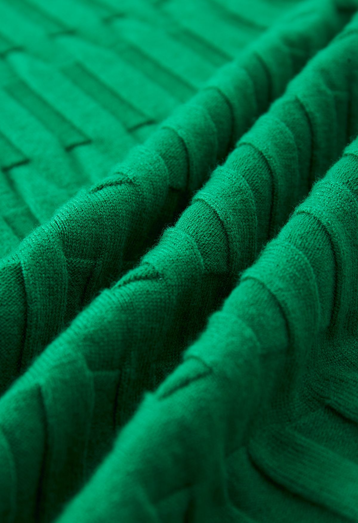 Jupe crayon en tricot à texture gaufrée en vert