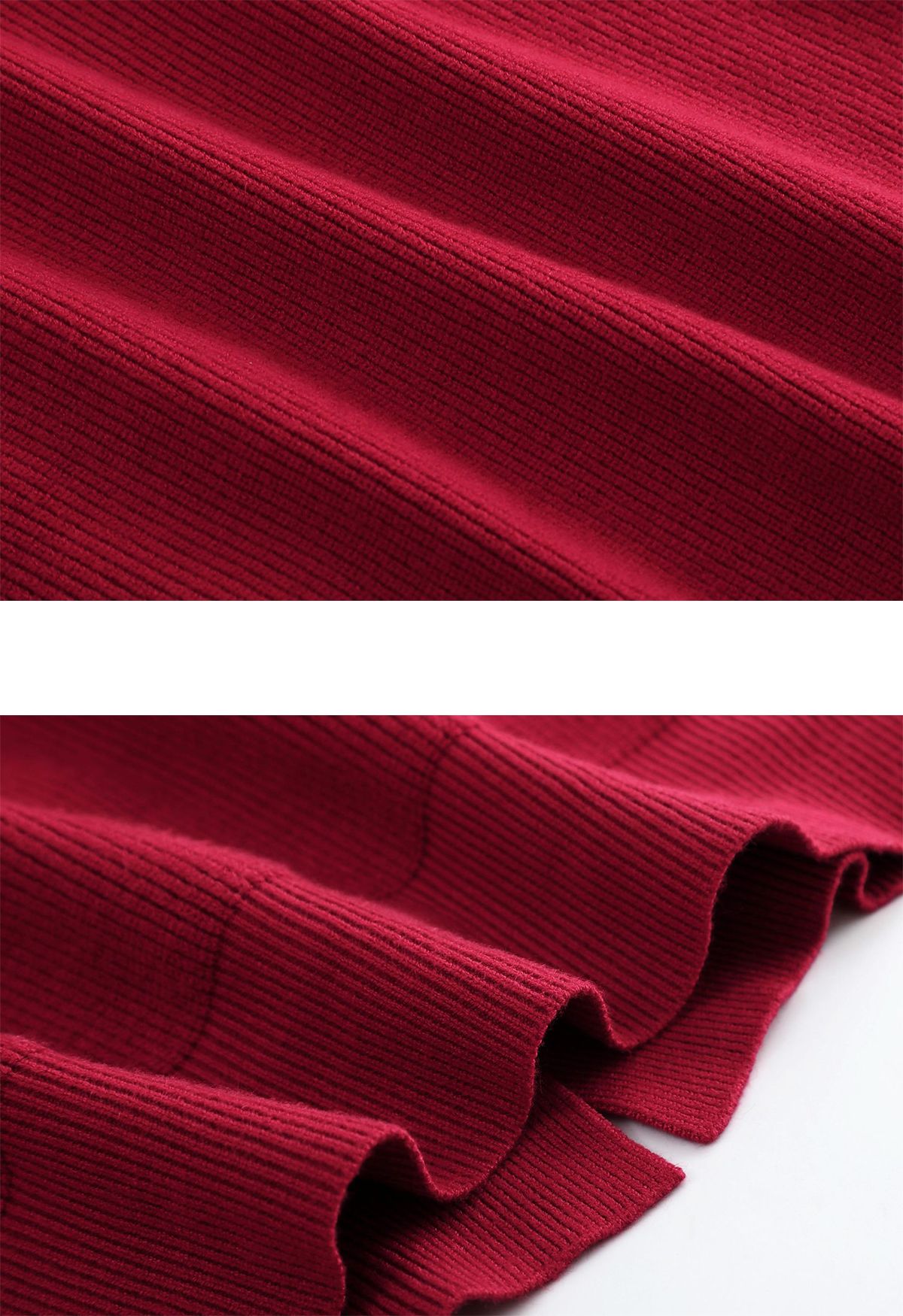 Cardigan en tricot boutonné à l'avant et col en V en rouge