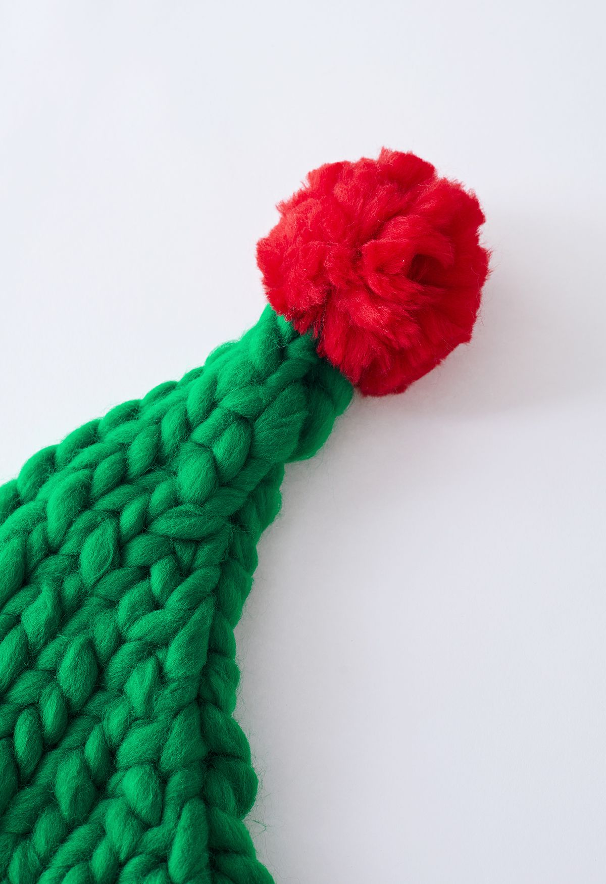 Bonnet de Noël pompon tricoté à la main tressé à blocs de couleurs