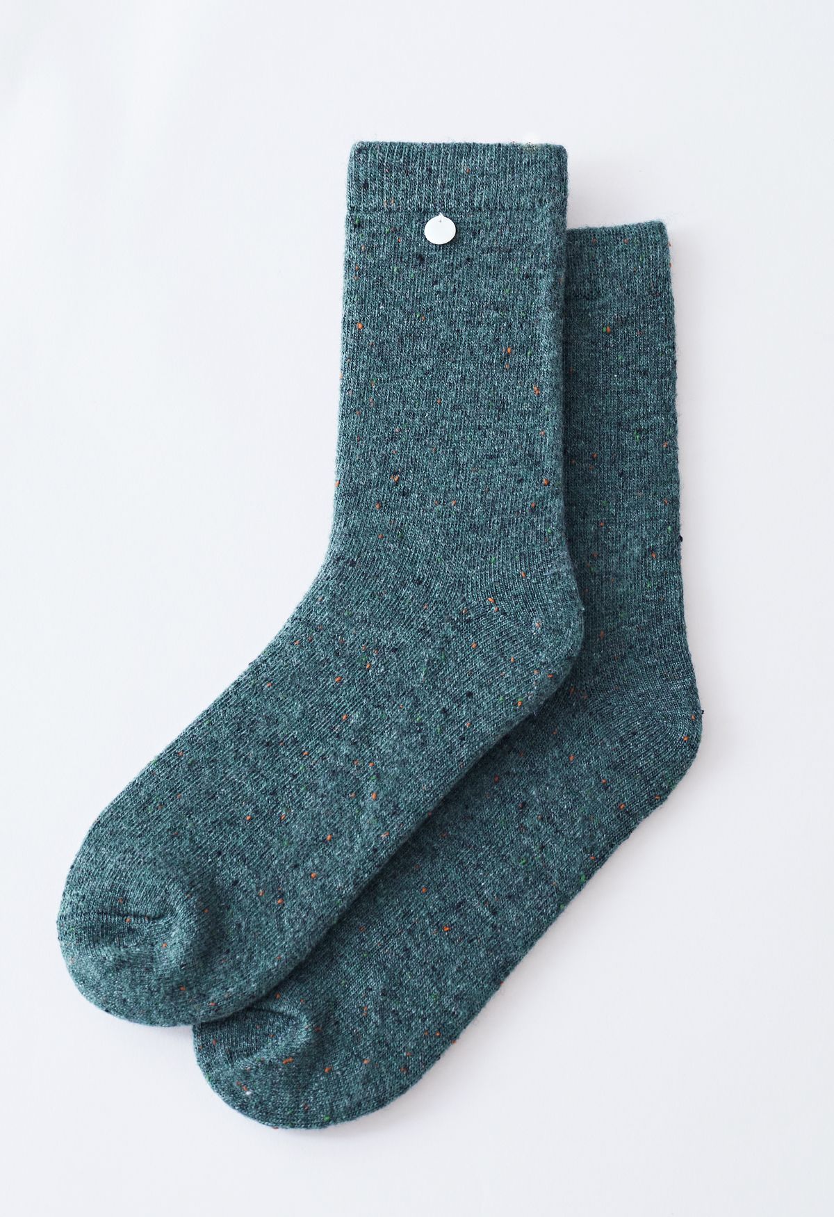 Chaussettes mi-mollet en laine mélangée à pois multicolores en turquoise