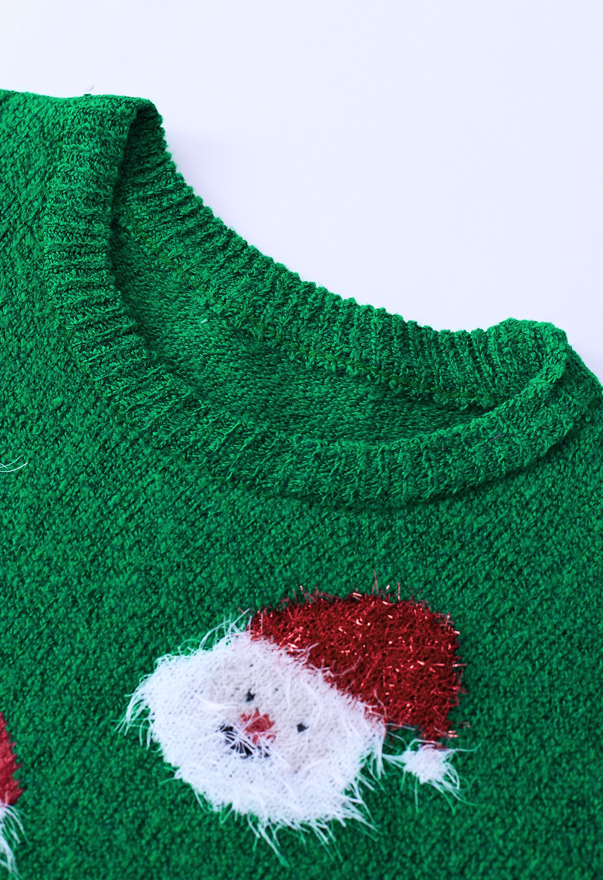 Haut en Tricot Père Noël Fuzzy en Vert