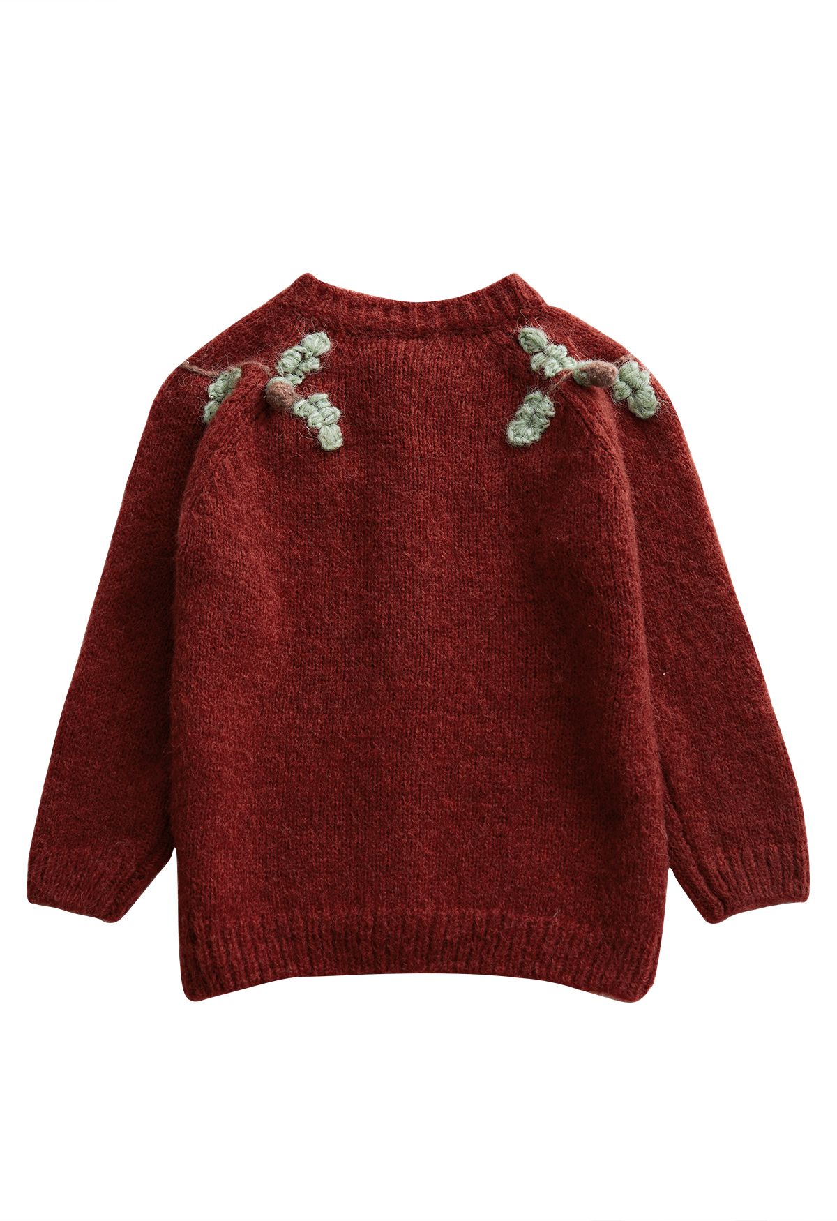 Cardigan en tricot pelucheux à boutons en bois pour enfants