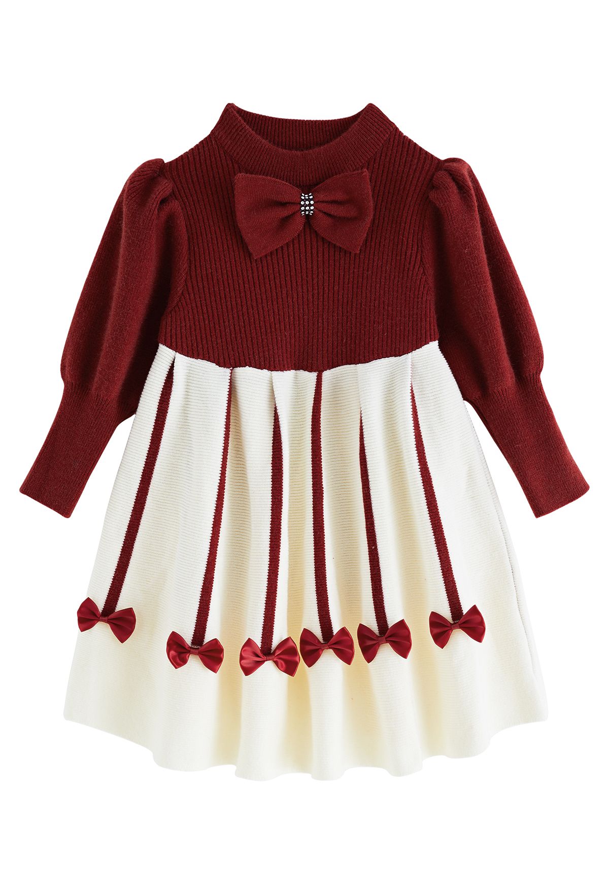 Sweet Red Bowknot Knit Dress pour les enfants