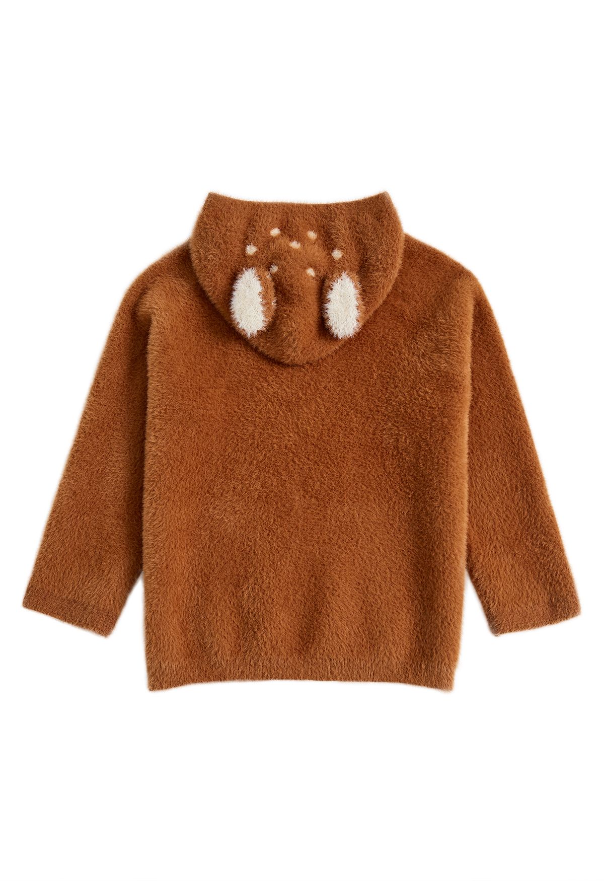 Sika Deer Fuzzy Knit Hooded Sweater in Caramel Pour Enfants