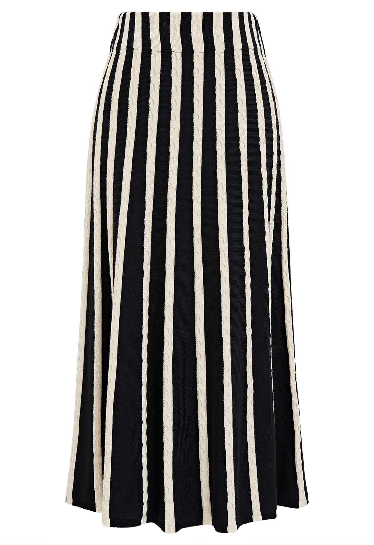 Jupe en tricot à texture ondulée à rayures zébrées en noir
