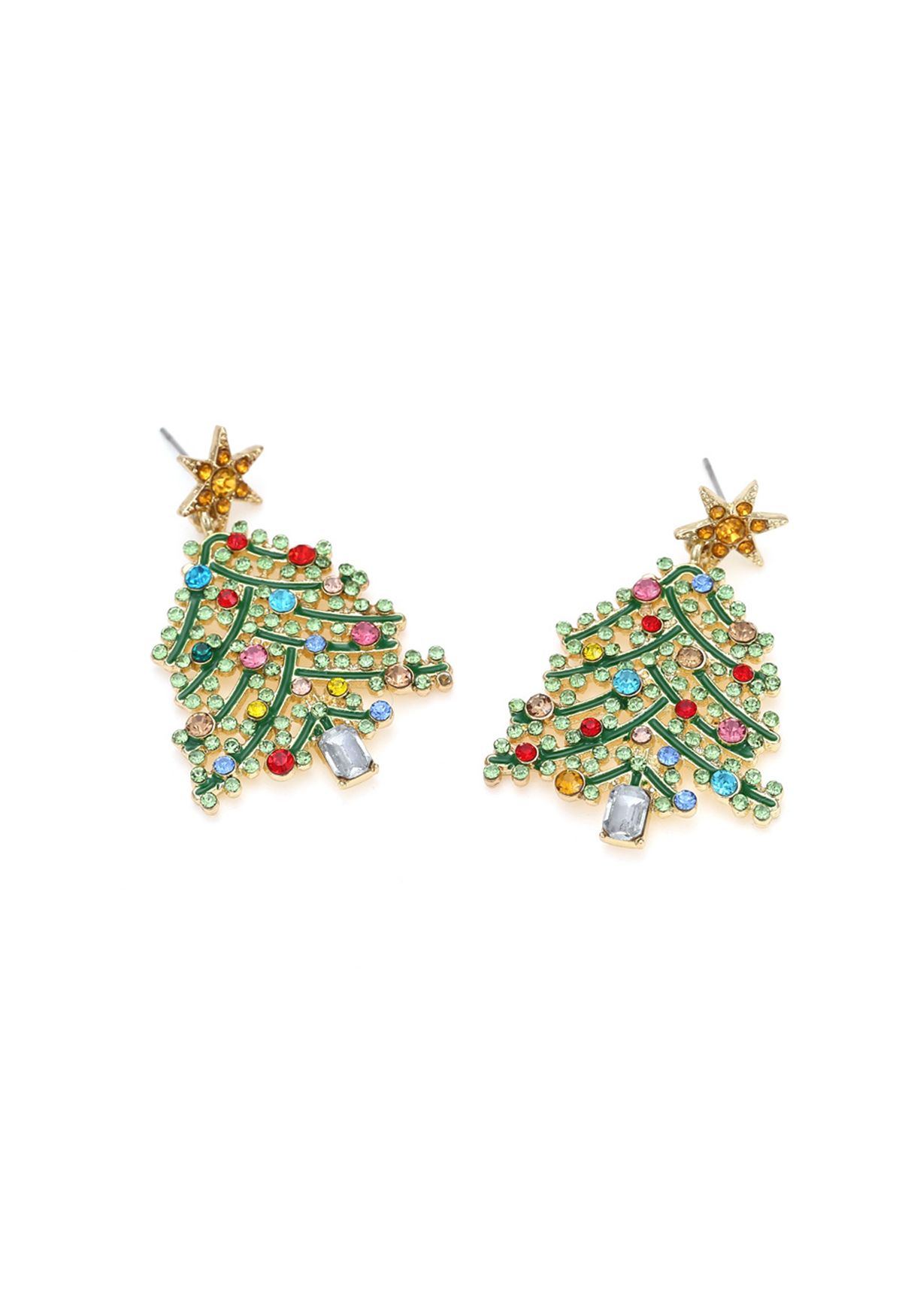Boucles d'oreilles brillantes de renversement d'huile d'arbre de Noël