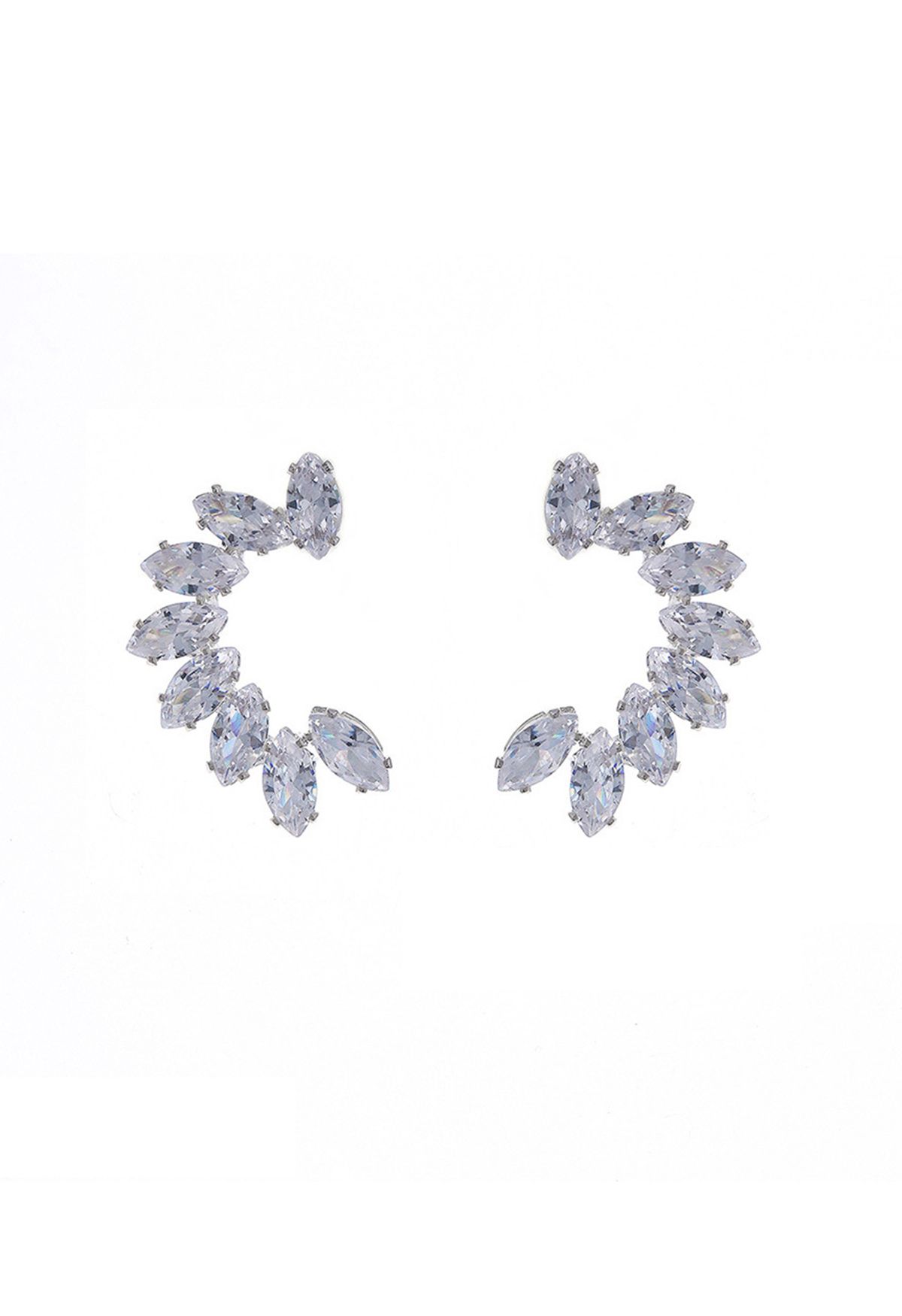 Boucles d'oreilles diamant en forme de C