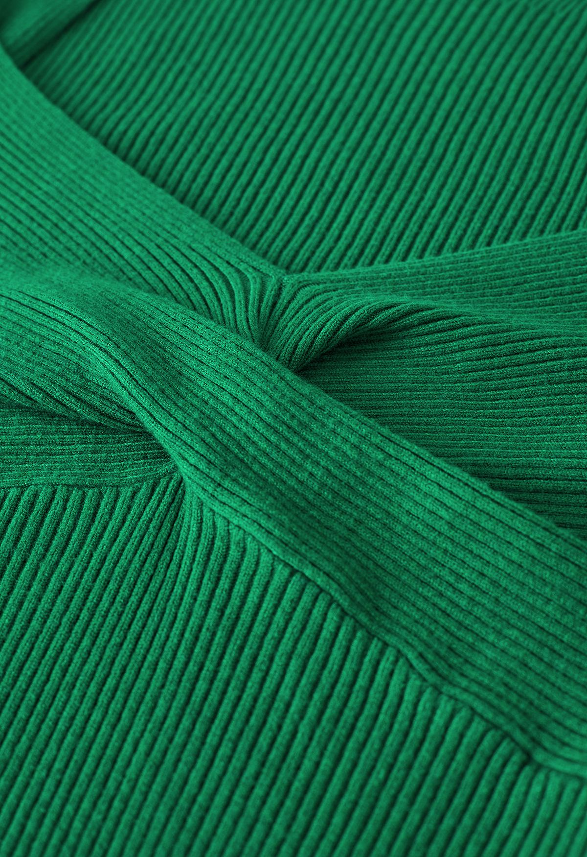 Haut en tricot côtelé torsadé sur le devant en vert