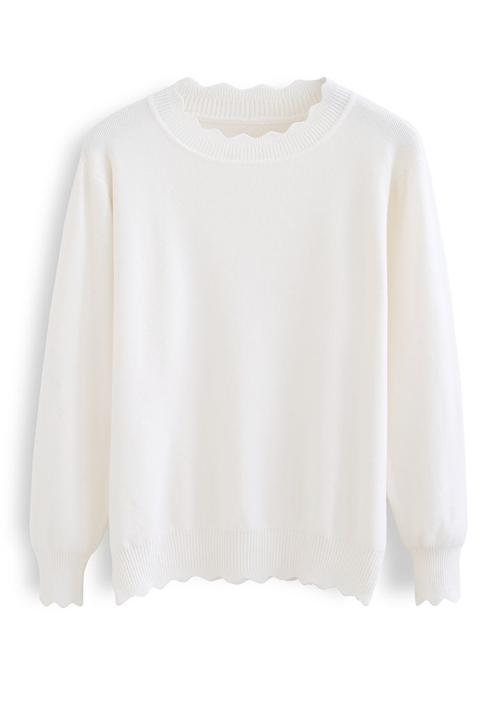 Pull côtelé doux en tricot flou en crème