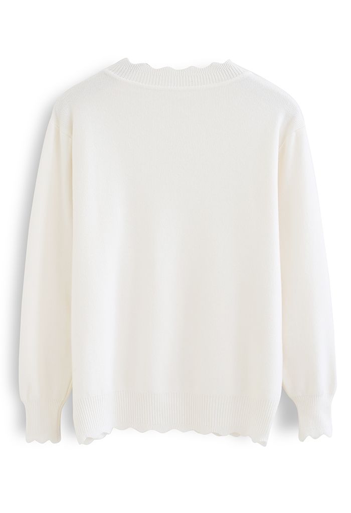 Pull côtelé doux en tricot flou en crème