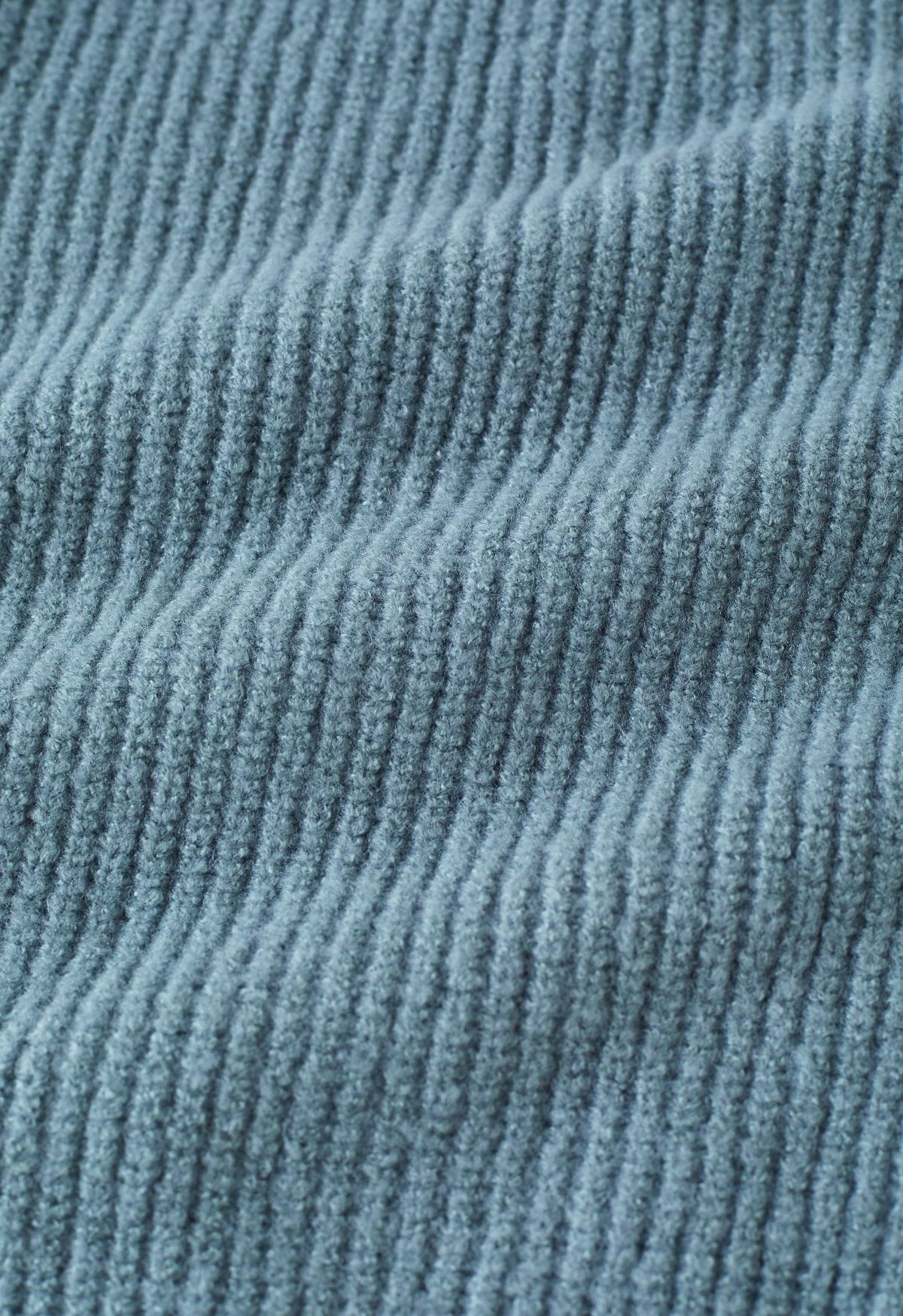 Pull en tricot à col rond et nœud à nouer en bleu poussiéreux