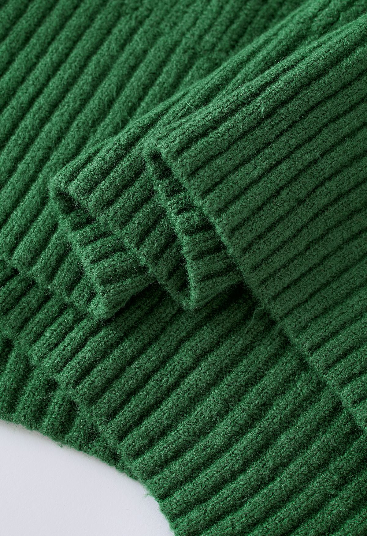 Pull en tricot à col rond et nœud à nouer en vert