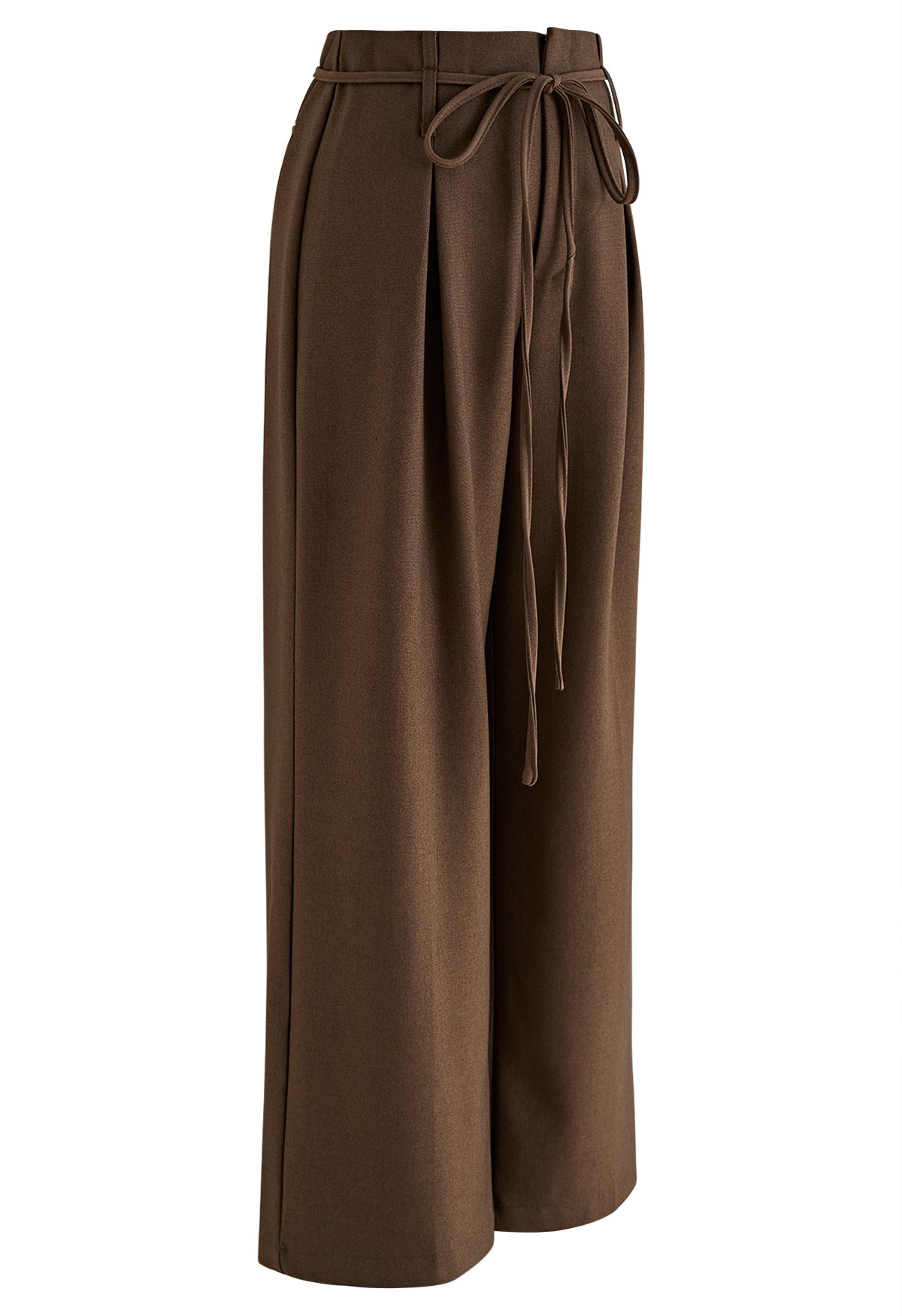 Pantalon large à taille nouée en marron