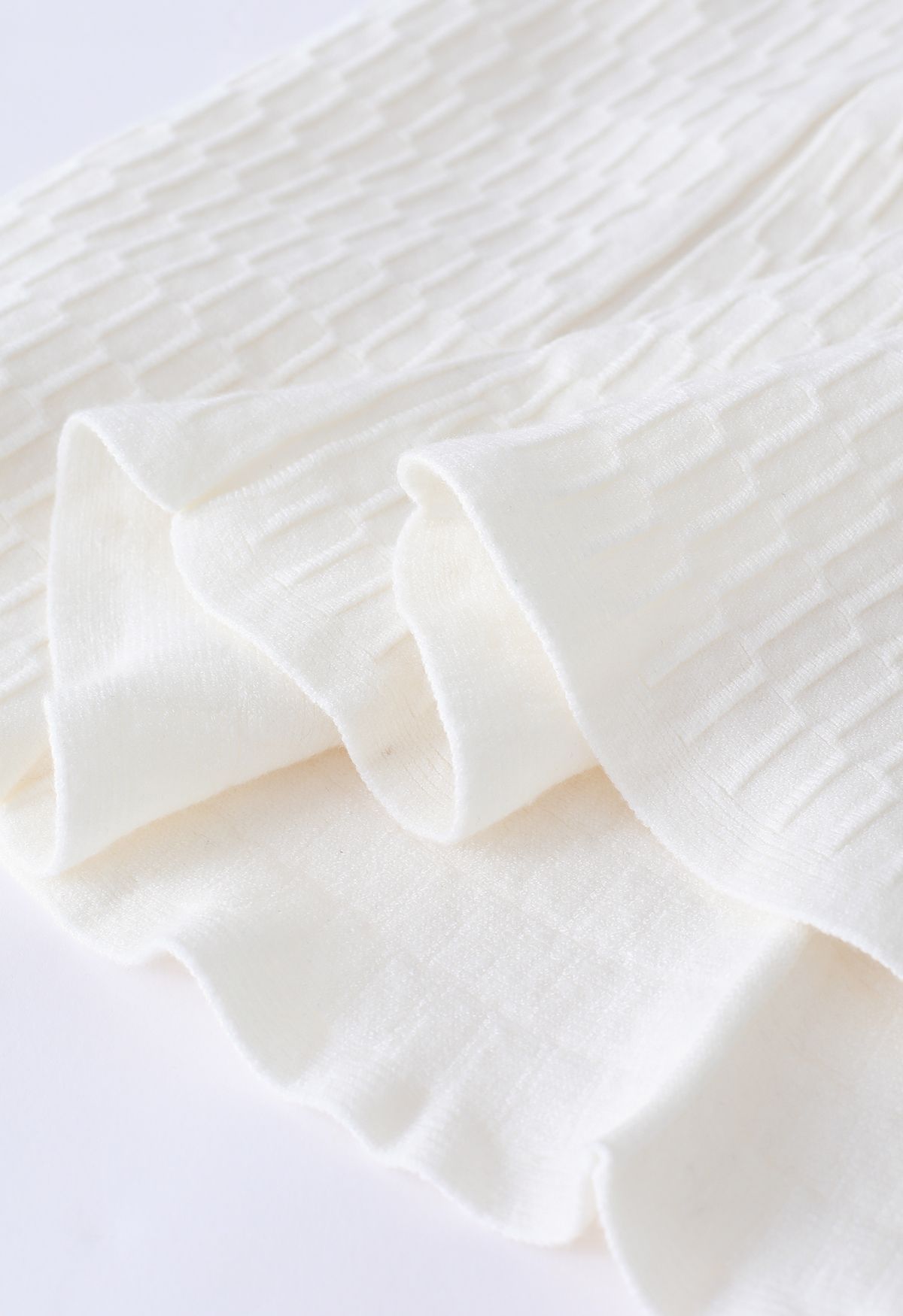 Jupe à volants en tricot doux à texture gaufrée en blanc