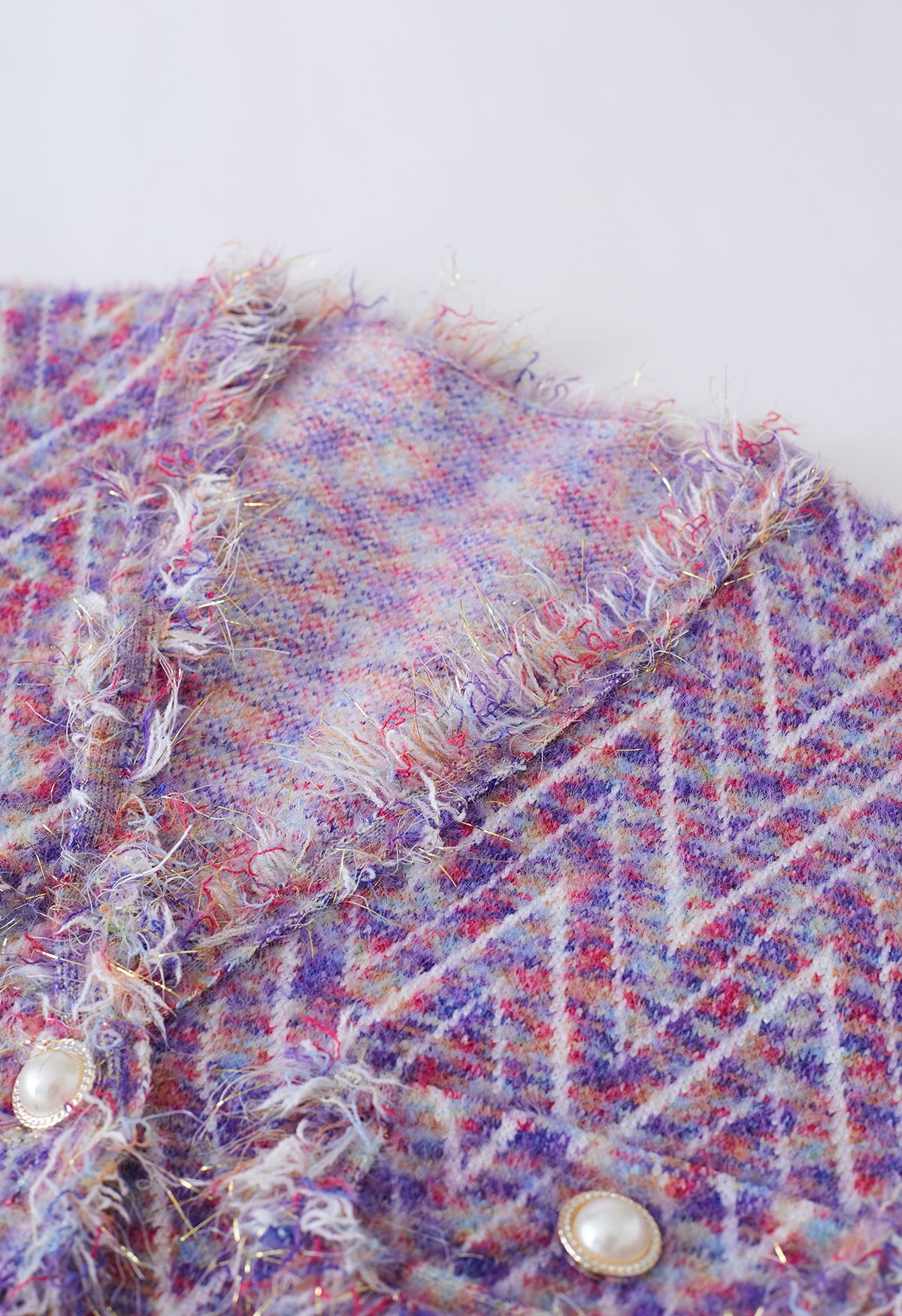 Cardigan en tricot mélangé à pampilles métalliques en violet