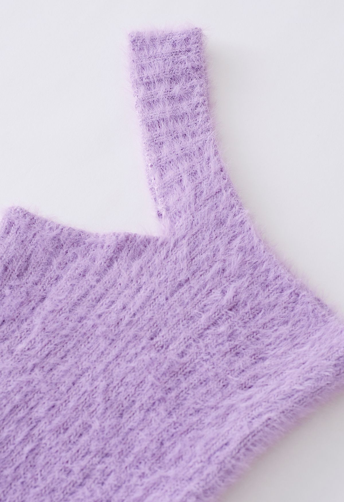 One-Shoulder Fuzzy Knit Top and Cardigan Set in Lilac
