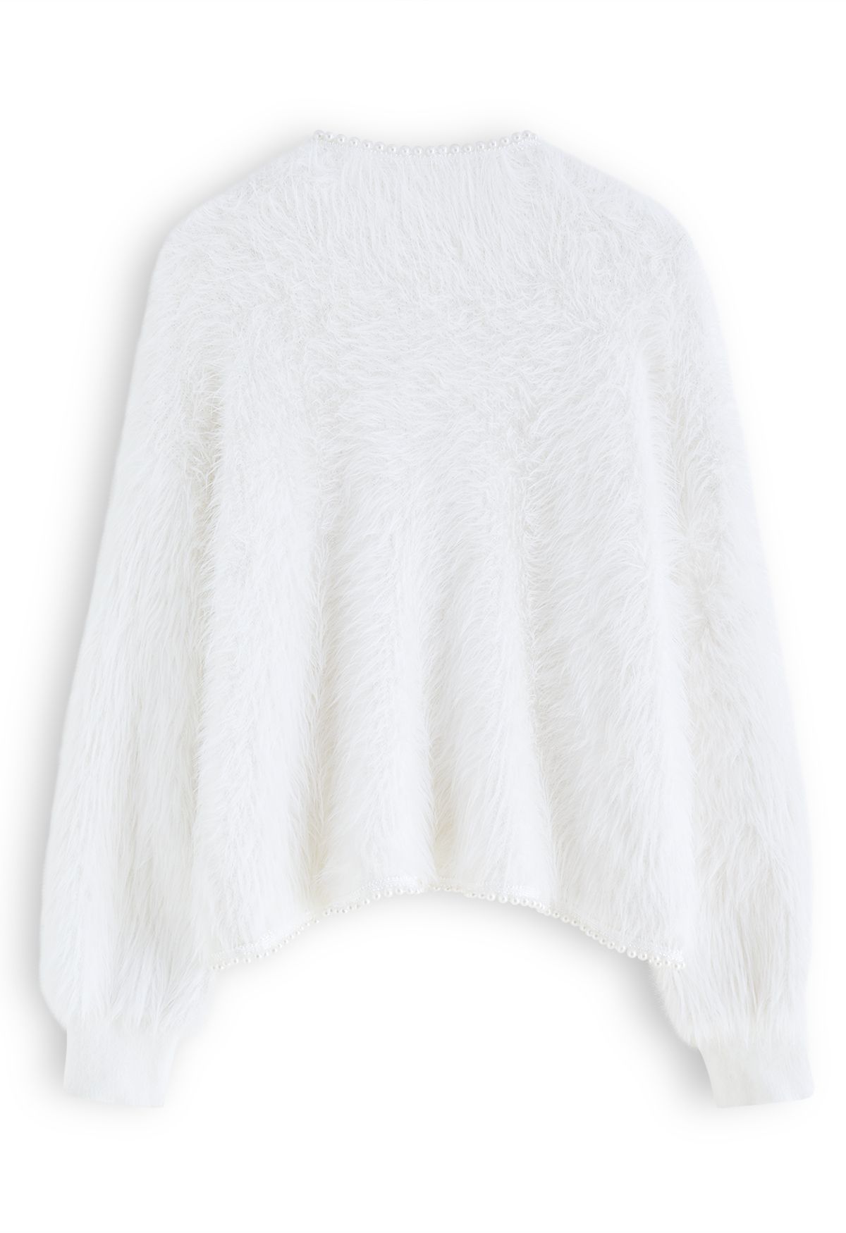 Cardigan en tricot de fausse fourrure nacré en blanc