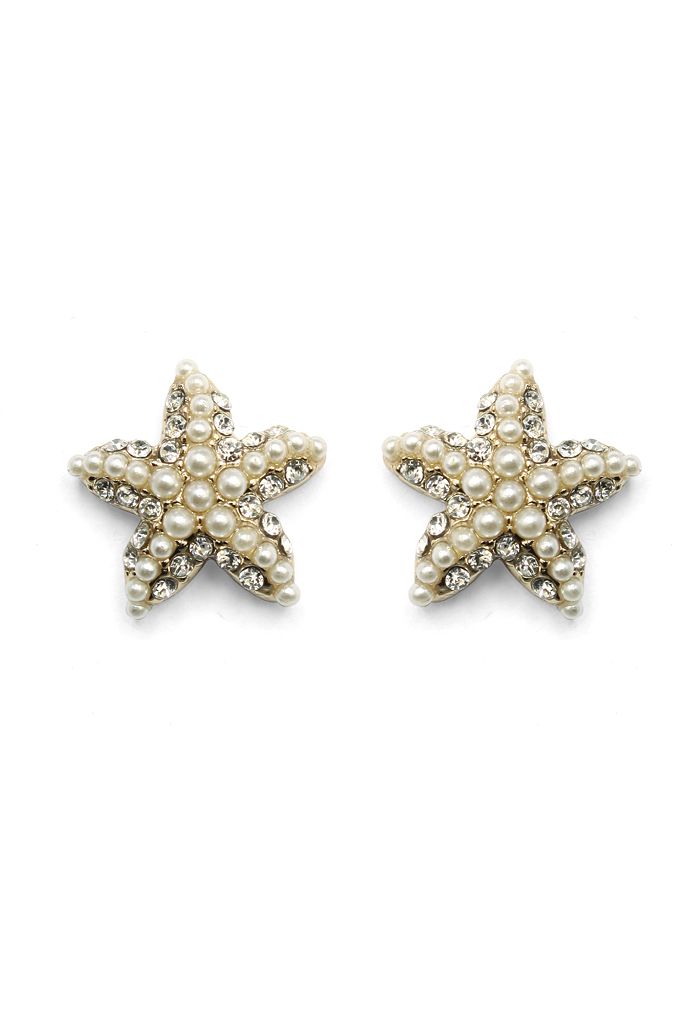 Boucles d'oreilles étoile de mer perles de cristal