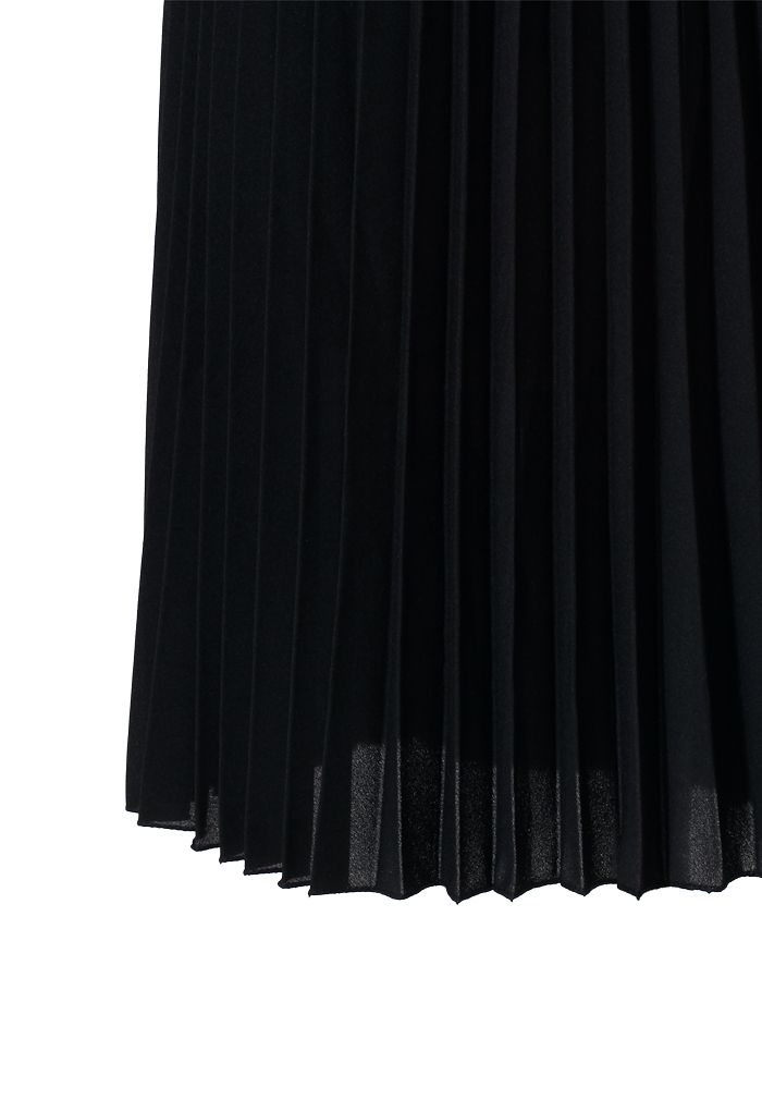 Jupe longue plissée noire en chiffon