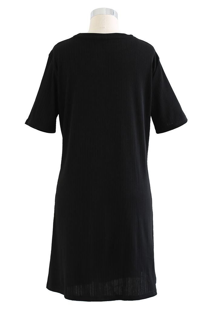 Robe t-shirt extensible froncée en noir